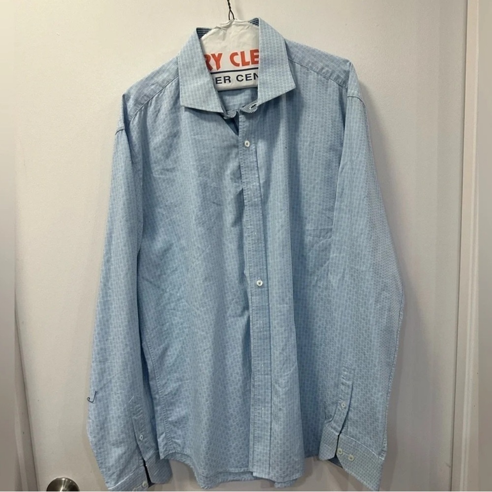 Bugatchi Men Large Shaped Fit XL Long Sleeve Dress Shirt